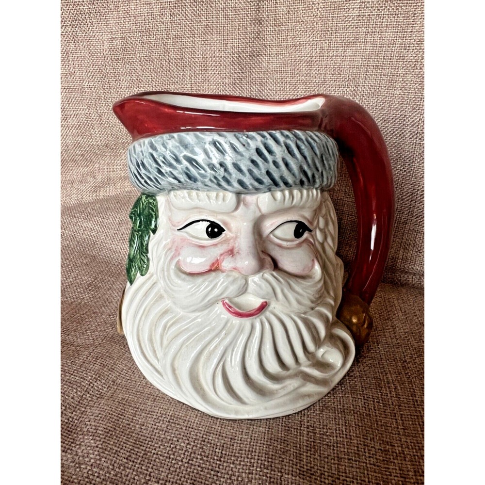 Omnibus Santa St Nicholas Creamer Pitcher Rare 1/2 Quart OCI Fitz &‎ Floyd 1991